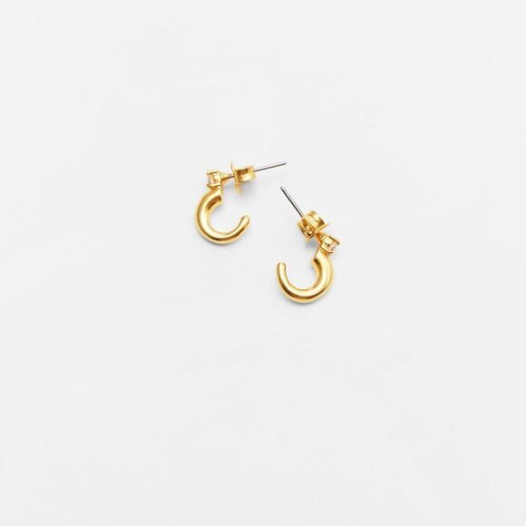 ZARA SHIMMERY 24K GOLD PLATED EARRINGS - Picture 5 of 8